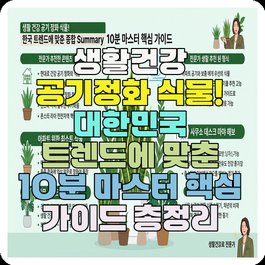 생활건강 공기정화 식물! 대한민국 트렌드에 맞춘 10분 마스터 핵심 가이드 총정리